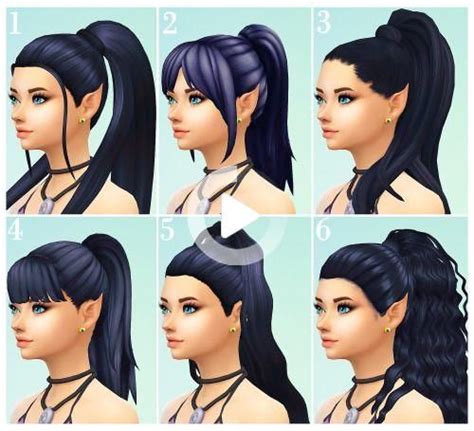 Sims 4 Cc Hair Ponytail Maxis Match Bangs Valnsa