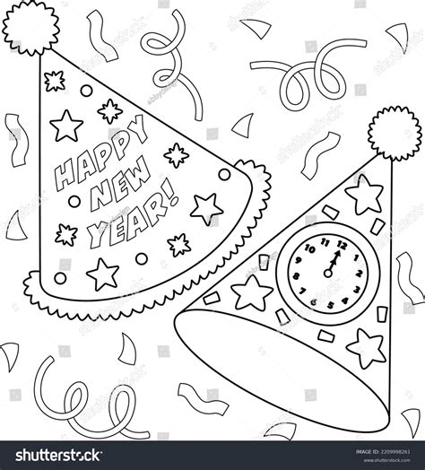 New Years Eve Party Hat Coloring Stock Vector (Royalty Free) 2209998261