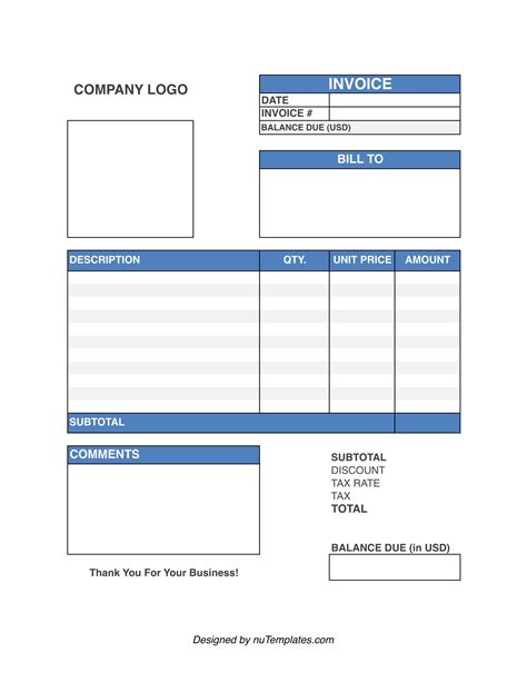 Blank, commercial, printable and more. Blank Invoice Template - Blank Invoices | nuTemplates