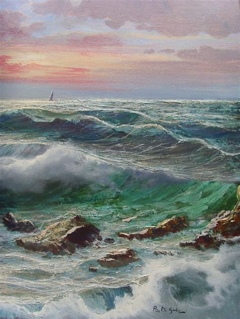 Antiques Atlas Huge Seascape Oil Painting White Water