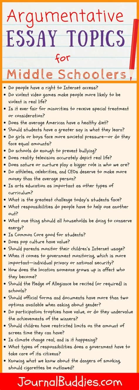 With These 33 New Argumentative Essay Topics For Middle School Students