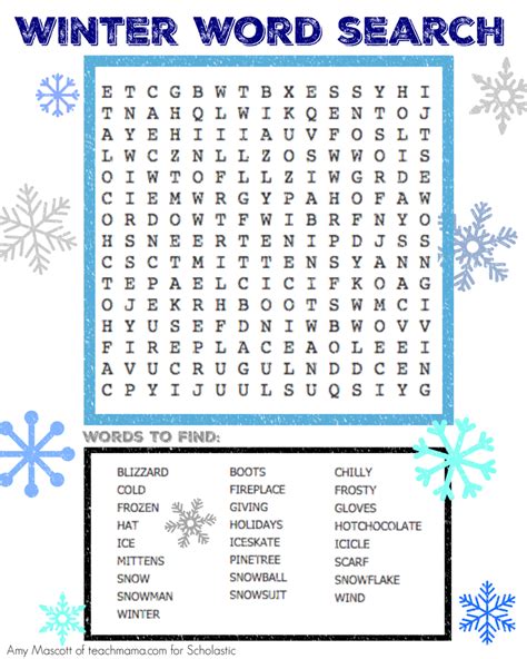3rd Grade Winter Word Search For Kids Lillie Jordans Word Scramble