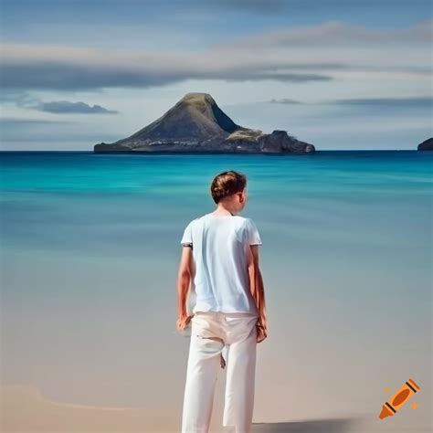 Man Standing On A Remote Island Beach On Craiyon
