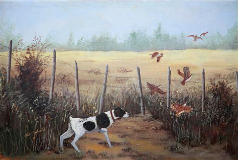 Bird Dog Pointing Quail Painting By Pat Fretwell Fine Art America