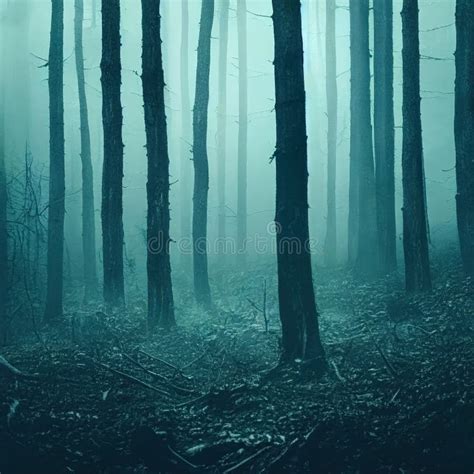 Gloomy Spooky Foggy Dark Forest Landscape Surreal Mysterious Horror