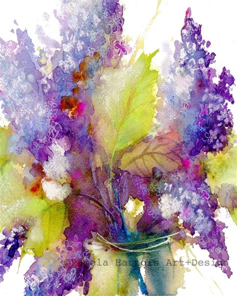 Lilacs Flower Art Print Watercolor Print Flowers Botanical