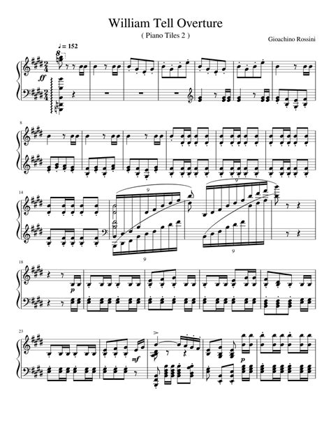 William Tell Overture Sheet Music For Piano Solo