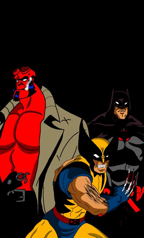 Hellboy Wolverine And Batman Flashpoint By Elvispresleyfan3577 On