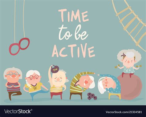 Cartoon Elderly People Doing Exercises Royalty Free Vector