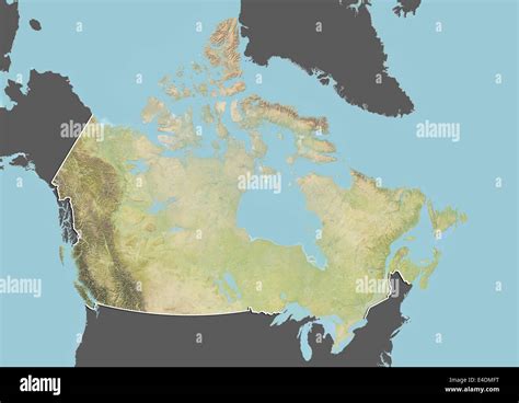 Canada Relief Map With Border And Mask Stock Photo Alamy