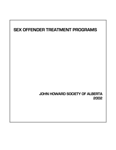 Sex Offender Treatment Programs 2002 The John Howard Society Of Alberta