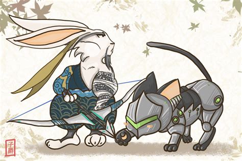 Hanzo Rabbit And Genji Cat By Amely14128 On Deviantart