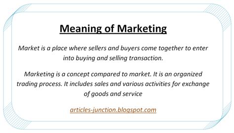 Articles Junction What Is Marketing Definition Meaning Advertising