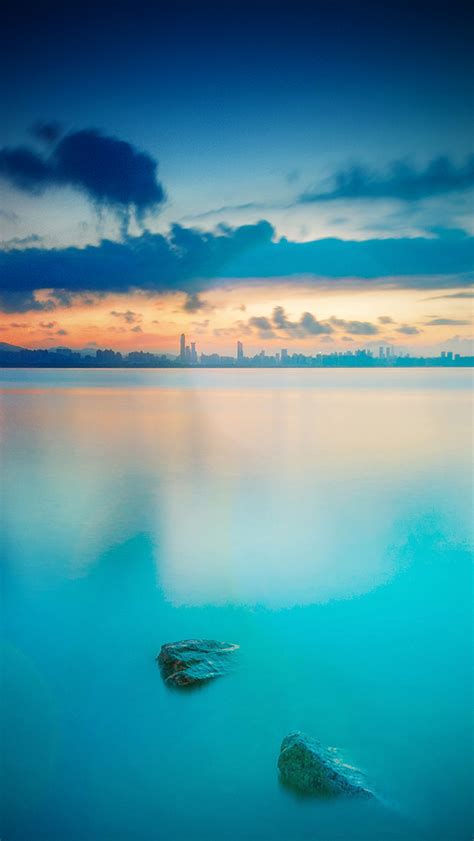 City View River Lake Blue Sunset Iphone Wallpapers Free Download
