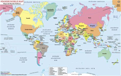 World In Spanish Wall Map By Maps Of World Mapsales