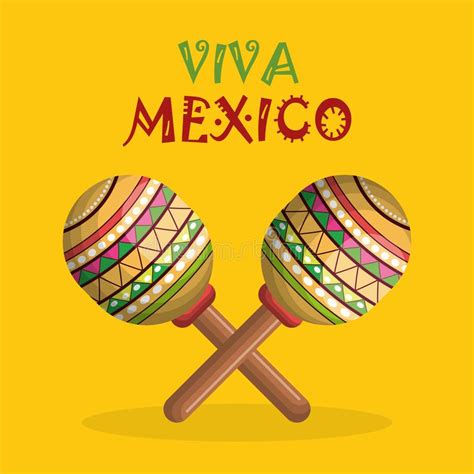 Mexican Maracas Festival Instrument Stock Vector Illustration Of Flat