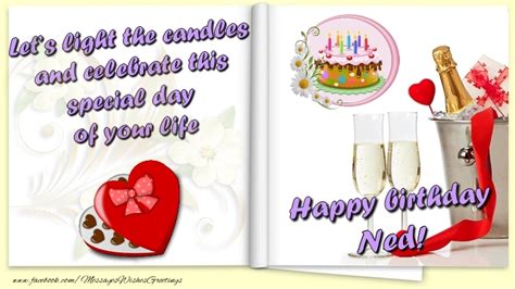 Happy Birthday Ned Champagne Greetings Cards For Birthday For Ned
