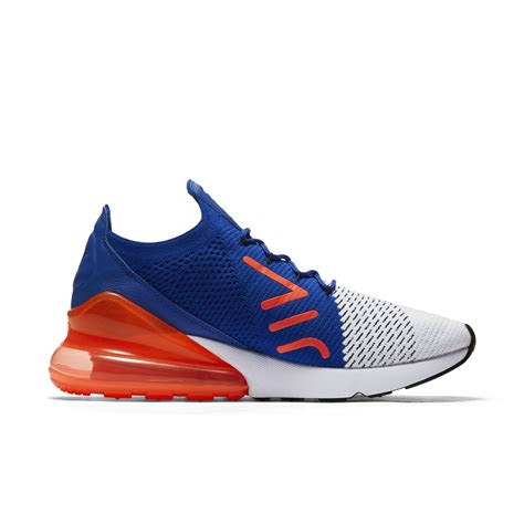Nike Air Max 270 Flyknit Racer Blue Total Crimson Mens 2 Weartesters