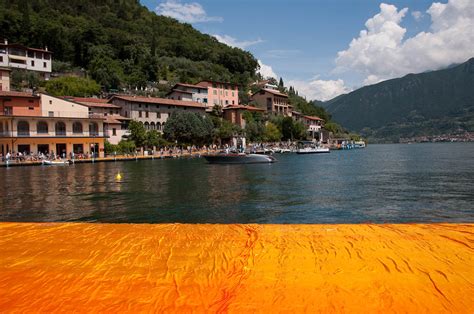 Christos The Floating Piers Approaching Monte Isola Lake Iseo Italy
