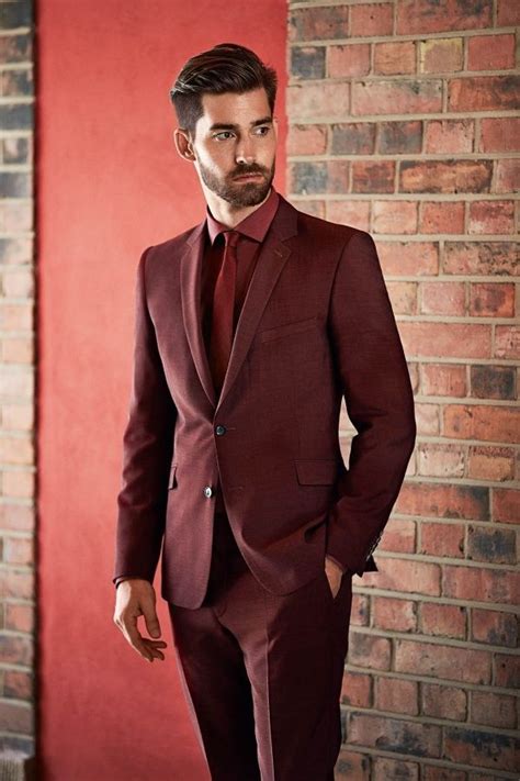 mens fashion menswear men s apparel burgundy men s suit men s outfit for fall winter