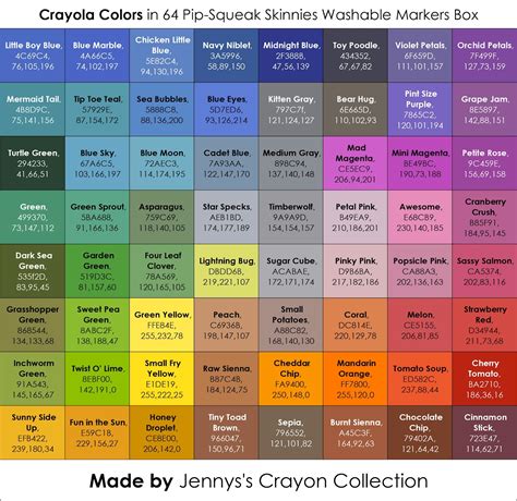 List Of Current Crayola Marker Colors Jennys Crayon Collection