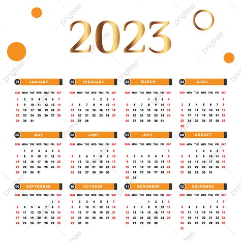 Calendario 2023 Con Diseño único Negro Dorado Y Amarillo Png Dibujos