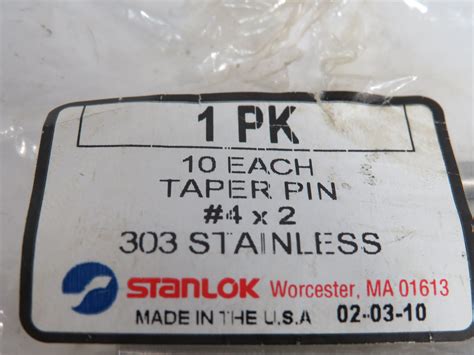 Stanlok Stainless Steel Taper Pin 4 X 2 Open Bag 5 Pack Nwb