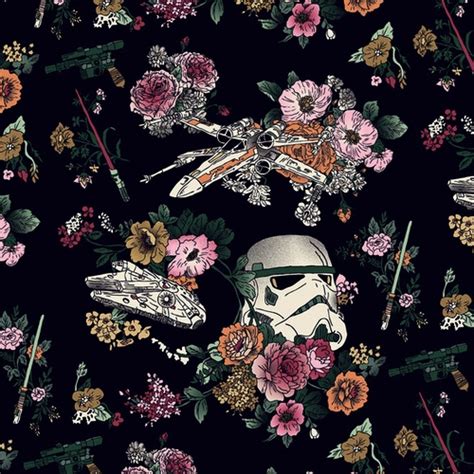 Did you scroll all this way to get facts about star wars flowers? Star Wars floral print fabric. by wild thing | WHI