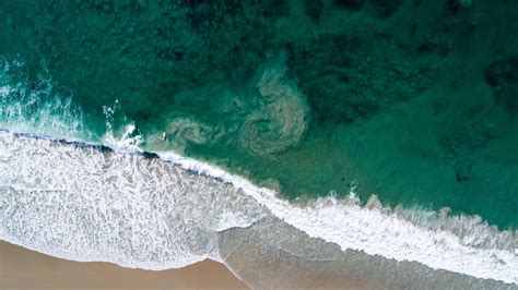 Aerial View Of Beach Sea Foam Waves 4k Hd Nature Wallpapers Hd