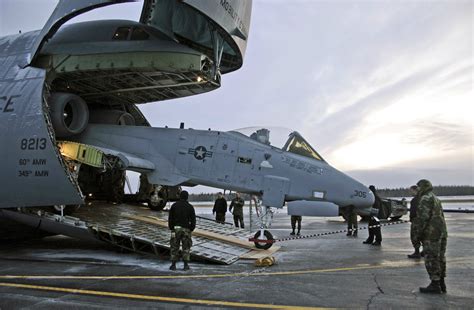 C5 A9 An A 10 Being Unloaded From A C5 Galaxy Flying Tigers