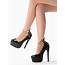 Fashionable Black Suede Metal Ankle Strap High Heel Shoes  Shoespiecom