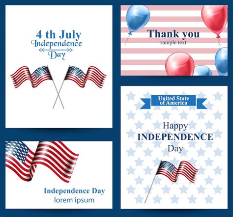 Happy Independence Day Amerikaanse Kaarten Collectie Premium Vector