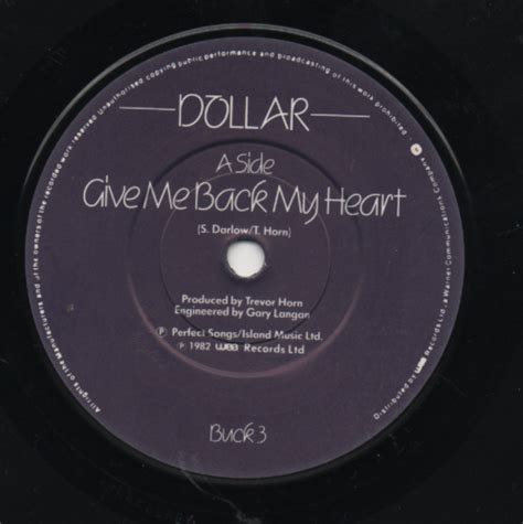 Dollar Give Me Back My Heart Pink And Blue Uk 1982 Wea Buck3 Strawberry Ebay