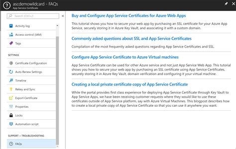 Azure app service self help. Troubleshooting Tools for App Service Certificate | Azure ...