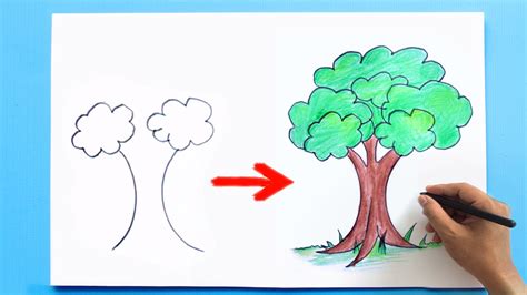 How To Draw A Tree Step By Step Easy 🌳 Tree Drawing Youtube