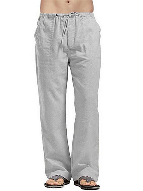 Personality Recommendation Mens Linen Pants Casual Elastic Waist