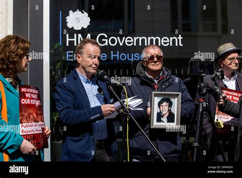 JJ Magee (2nd left) addressing Time for Truth and Justice campaigners