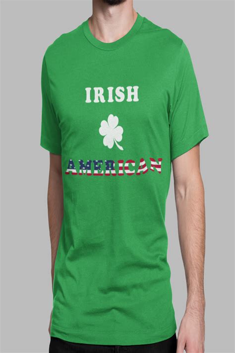 Irish American T Shirt Shamrock American Flag Red White And Blue