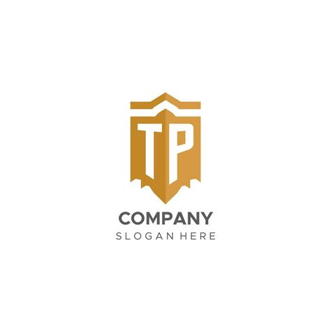 Monogram Tp Logo With Shield Geometric Shape Elegant Luxury Initial