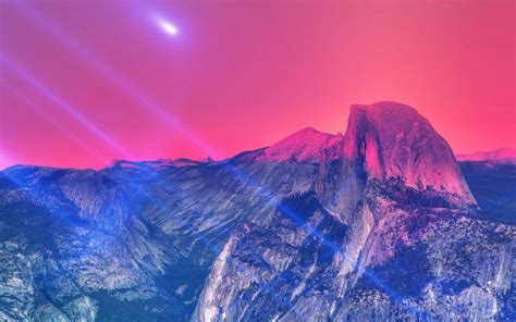 Mountain Yosemite Pink Sky Nature Beautiful Wallpaper