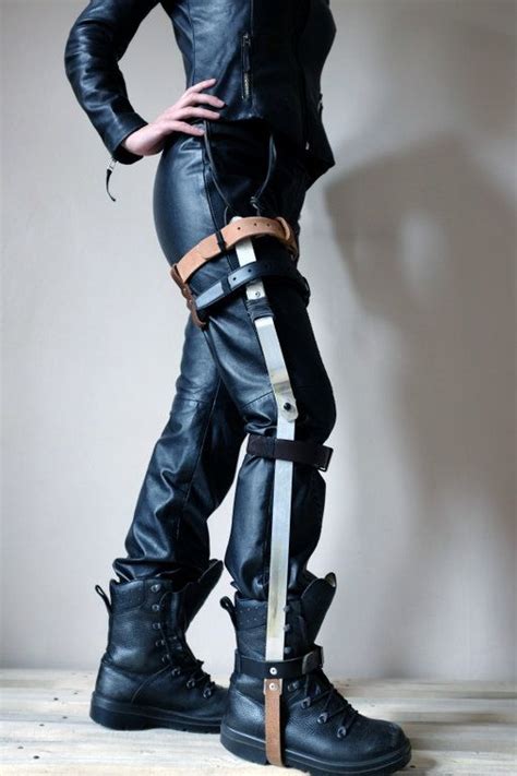 Leg Brace With Real Leather Straps And Aluminium Mad Max Etsy Leg