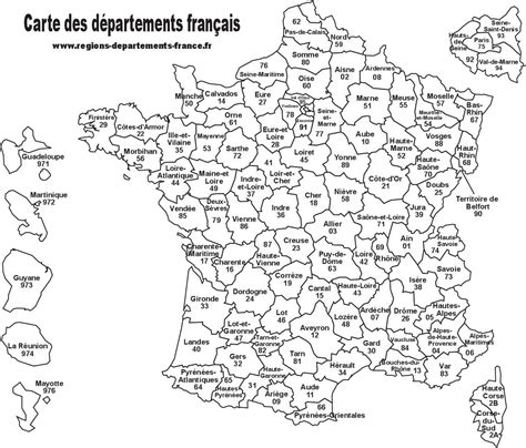 Carte De France Avec Régions Et Départements à Imprimer En Noir Et Blanc