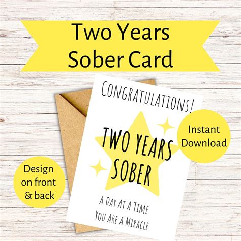 2 Years Sober Card Congratulations On Two Years Sobriety Etsy