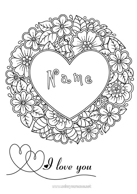 Coloring Page No Flowers Heart I Love You