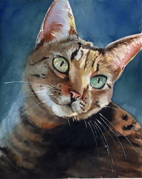 Brown Tabby Cat Art Print Of My Watercolor Painting Artwork Etsy