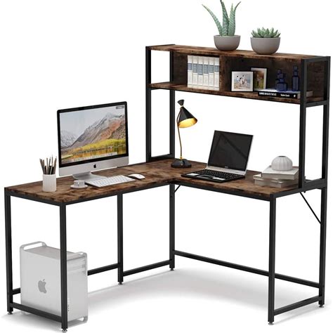 Buy Tribesigns L Shaped Desk With Hutch Inch Corner Computer Desk