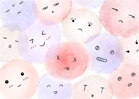 Emoji Round Cute Watercolor Purple Pink Background Expression Round