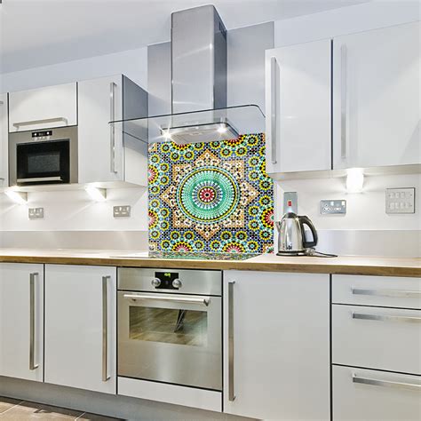 Moroccan Tiles Printed Glass Kitchen Splashbacks Cube Print