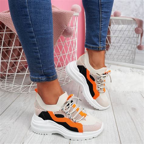 womens ladies lace up chunky running trainers party sneakers women shoes size ebay