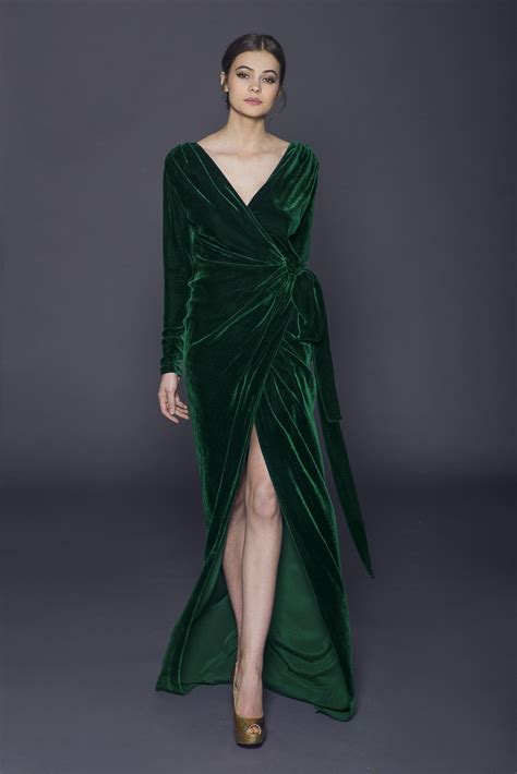 Silk Velvet Long Wraped Dress Rhea Costa Shop